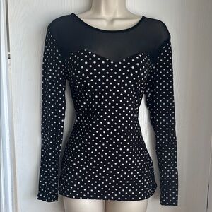 Polka Dot Mesh Long Sleeve Top size M